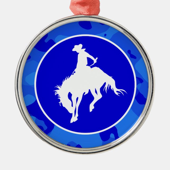 Blue Camouflage; Camouflage Rodeo Silbernes Ornament (Vorne)
