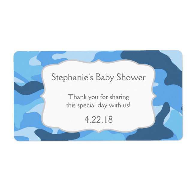 Blue Camouflage Camouflage Wasser Flasche Gefallen (Vorne)