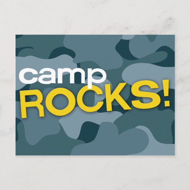 Blue Camouflage CAMP ROCKS! Postkarte (Vorderseite)