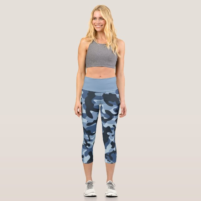 Blue Camouflage Capri Leggings (Vorderseite)