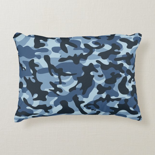 Blue Camouflage Dekokissen (Vorderseite)