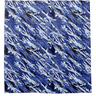 Blue Camouflage Duschvorhang