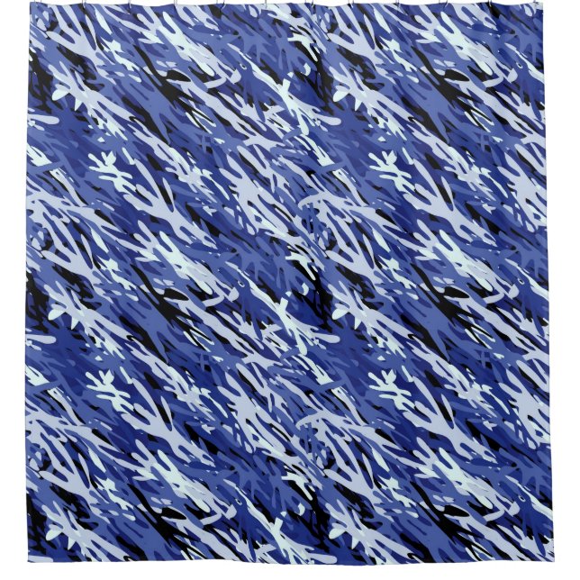 Blue Camouflage Duschvorhang (Vorderseite)
