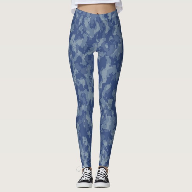 Blue Camouflage Frauen Leggings (Vorderseite)