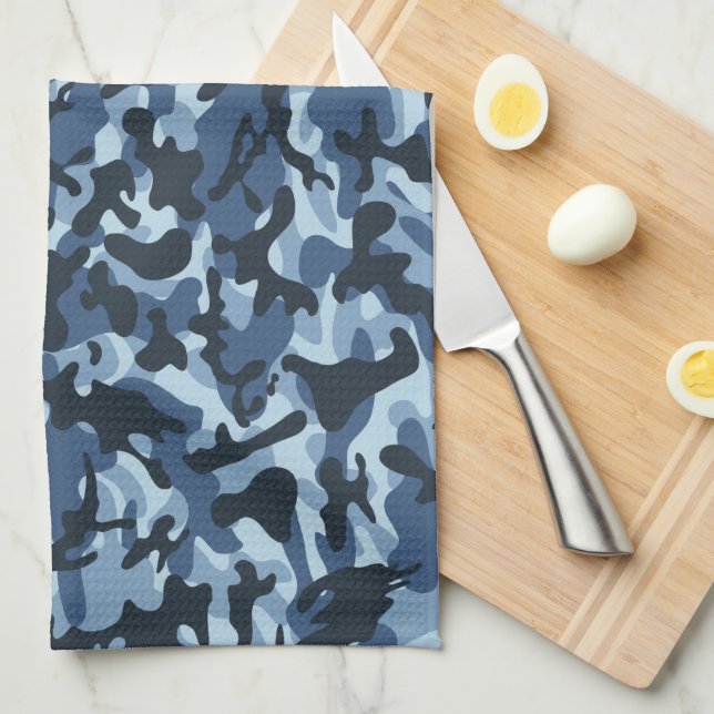 Blue Camouflage Geschirrtuch (Viertel Falte)