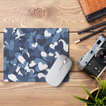 Blue Camouflage Hearts | Camouflage Hearts Mousepa