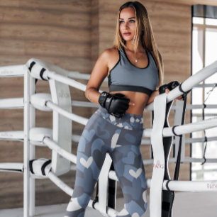 Blue Camouflage Hört Gemustert LEGGINGS