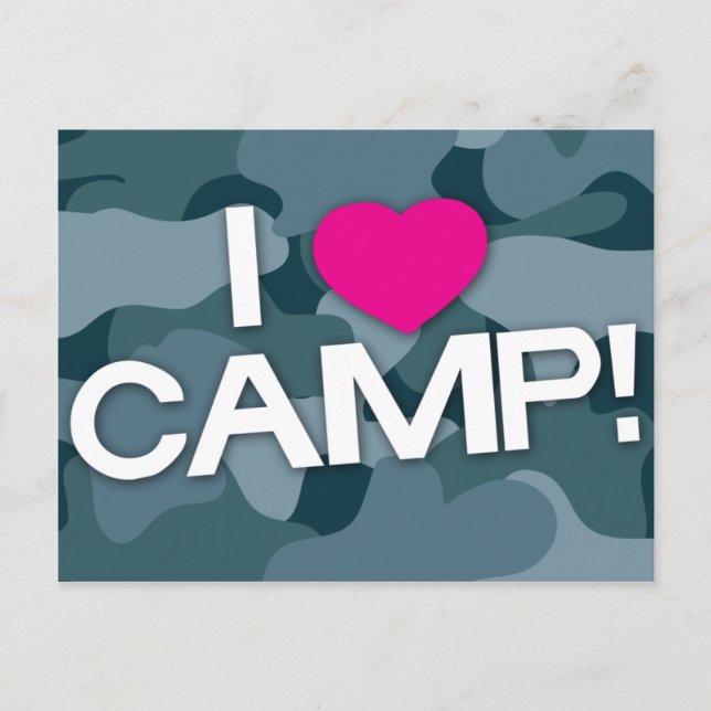 Blue Camouflage I LIEBE CAMP! Postkarte (Vorderseite)