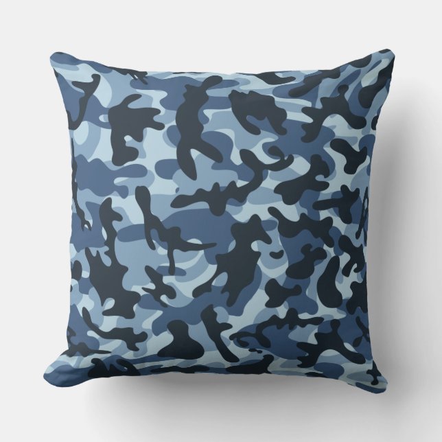 Blue Camouflage Kissen (Vorderseite)