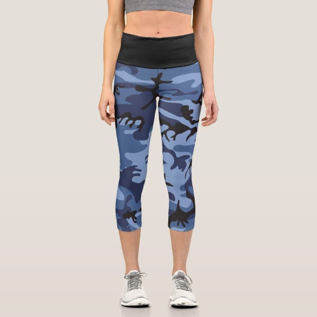 Blue Camouflage, Militär, Armee Capri Leggings (Vorderseite)