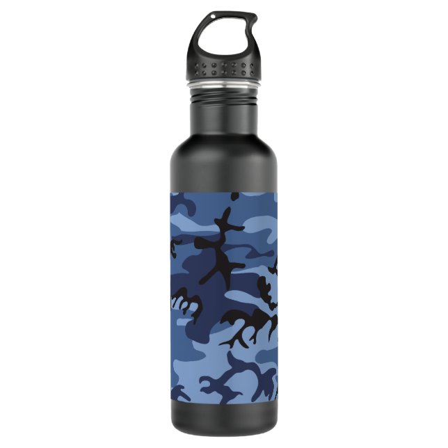Blue Camouflage, Militär, Armee Edelstahlflasche (Vorderseite)