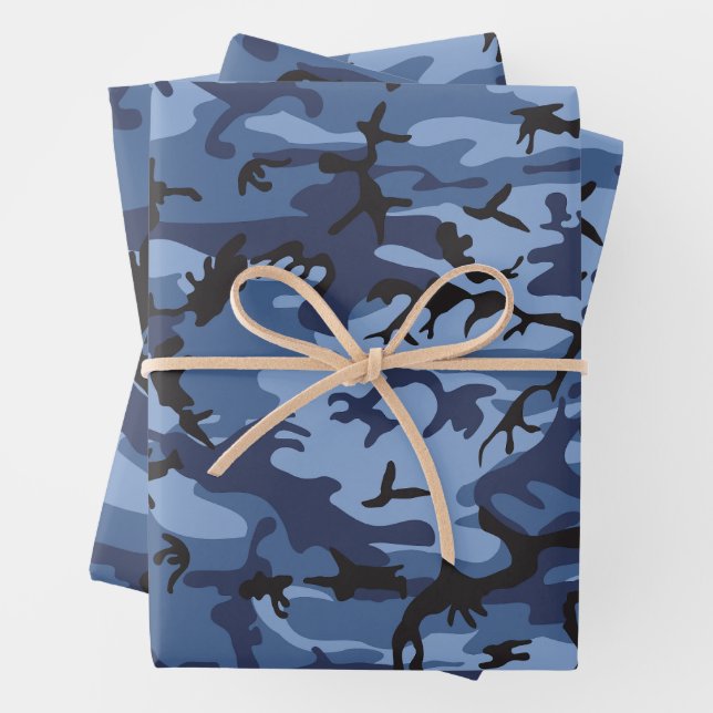 Blue Camouflage, Militär, Armee Geschenkpapier Set (Beispiel)