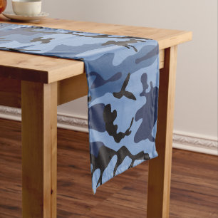 Blue Camouflage, Militär, Armee Kurzer Tischläufer