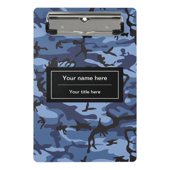 Blue Camouflage, Militär, Armee Mini Klemmbrett (Vorderseite)