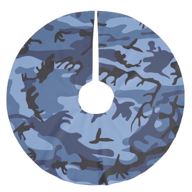 Blue Camouflage, Militär, Armee Polyester Weihnachtsbaumdecke (Vorderseite)