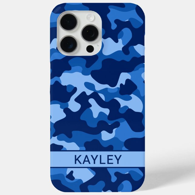 Blue Camouflage Personalized Case-Mate iPhone Case (Rückseite)
