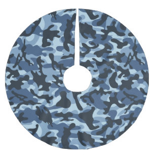 Blue Camouflage Polyester Weihnachtsbaumdecke