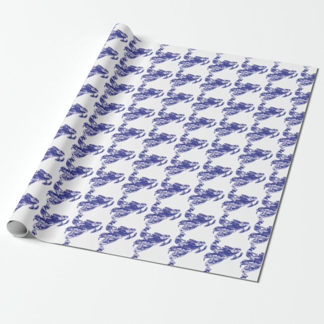 Blue Camouflage Snomobiler Geschenkpapier (Ungerollt)