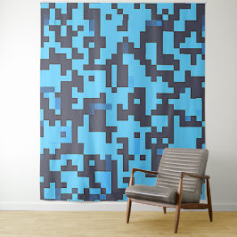 Blue Camouflage Tapestry Wandteppich