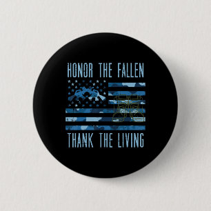 Blue Camouflage US Flag Ehre der gefallenen Dankba Button