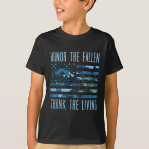Blue Camouflage US Flag Ehre der gefallenen Dankba T-Shirt