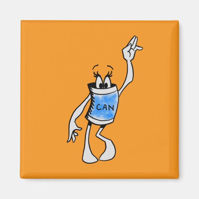 Blue Can Creature Square Magnet (Vorne)