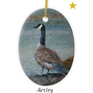 Blue Canada Goose Bird Painting Year Keramik Ornament