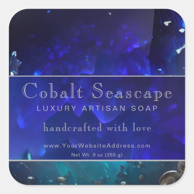 Blue Candle Artisan Soap Hot Sauce Product Label Quadratischer Aufkleber (Vorderseite)