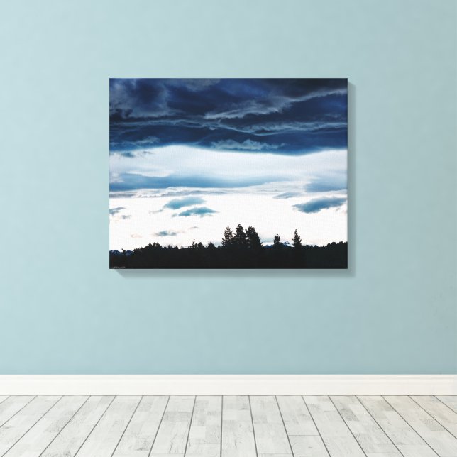 Blue Candy Floss Clouds: Neuseeland Leinwanddruck (Insitu (Holzboden))