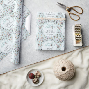 Blue Candy Theme Erster Geburtstag Geschenkpapier