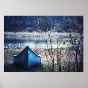 Blue Canoe Herbst in New Yorker Fotografie Poster