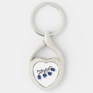 Blue Canterbury Bells Twisted Heart Metal Schlüsse Schlüsselanhänger