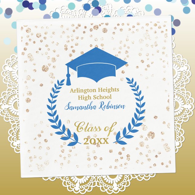 Blue Cap und Laurel Graduation Party Serviette (Von Creator hochgeladen)