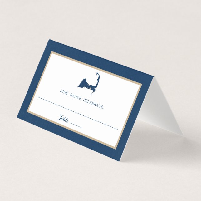 Blue Cape Cod Map Gold Heart Wedding Seating (Vorderseite)