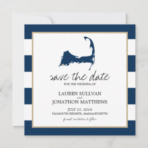 Blue Cape Cod Map Hochzeit speichern Sie das Datum Save The Date