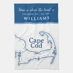 Blue Cape Cod Map New Zuhause Geschirrtuch