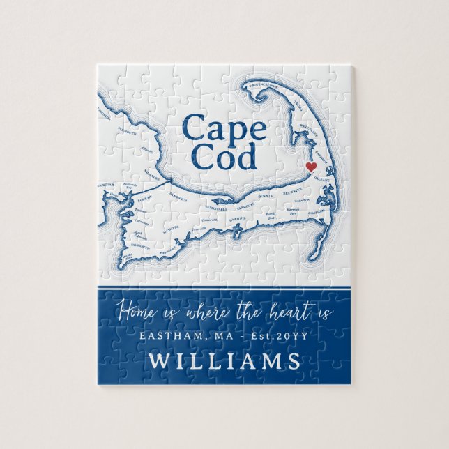 Blue Cape Cod Map New Zuhause Puzzle (Vertikal)