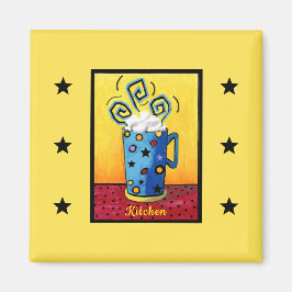 Blue Cappuccino Kitchen Magnet