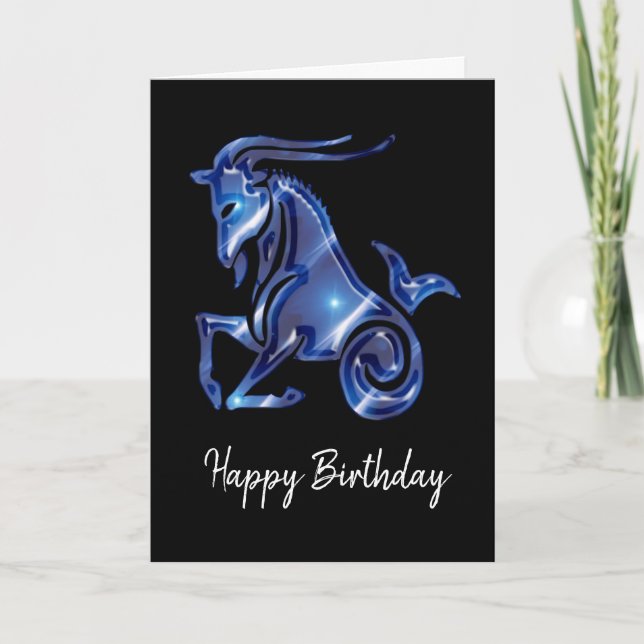 Blue Capricorn Sign Birthday Card Karte (Vorderseite)