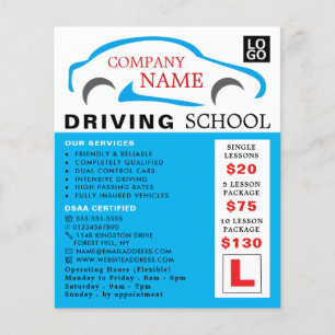 Blue Car Logo, Fahrschule, Lehrerwerbung Flyer