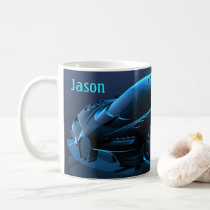 Blue Car Themed Automobile Coffee Tasse