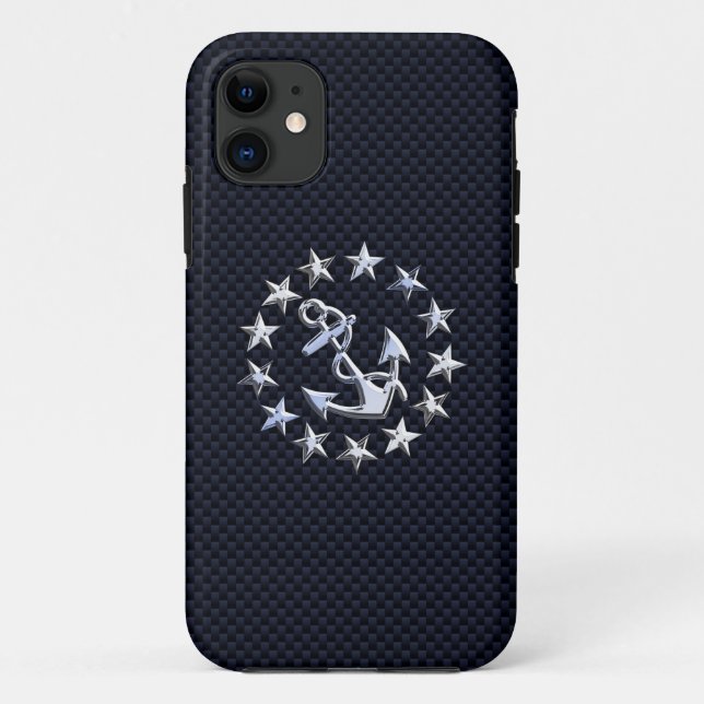 Blue Carbon Nautical Chrome Wie Yachtflagge Print Case-Mate iPhone Hülle (Rückseite)