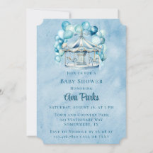 Blue Carousel mit Arch Balloons Boy Baby Dusche