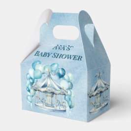 Blue Carousel mit Arch Balloons Boy Baby Dusche Geschenkschachtel