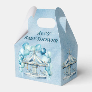 Blue Carousel mit Arch Balloons Boy Baby Dusche Geschenkschachtel