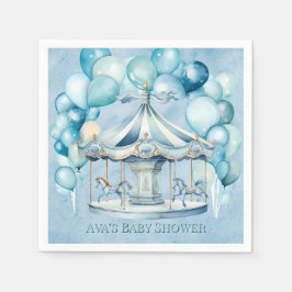 Blue Carousel mit Arch Balloons Boy Baby Dusche Serviette