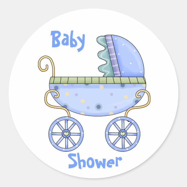 Blue Carriage Baby Boy Dusche Umschlag Aufkleber (Vorderseite)
