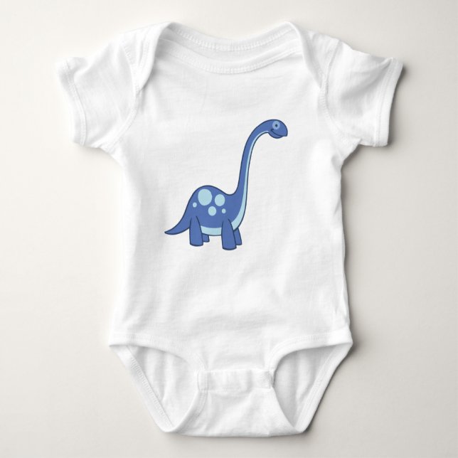 Blue Cartoon Apatosaurua Dinosaur Baby One-Piece Baby Strampler (Vorderseite)