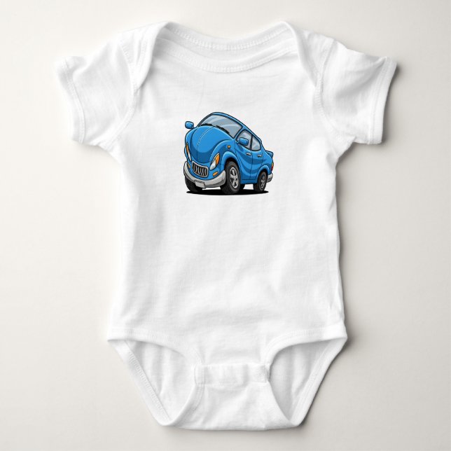 Blue Cartoon Car Baby Strampler (Vorderseite)