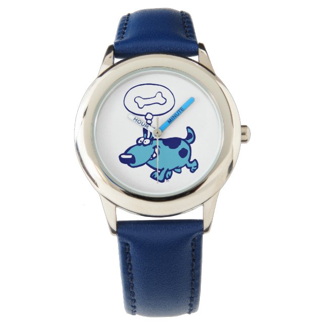 Blue Cartoon Dog denken an die Überwachung der Kno Armbanduhr (Vorderseite)
